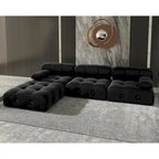 104 wandelbares modulares Sektionalsofa, L-förmiges minimalistisches Samtsofa mit Ottomane