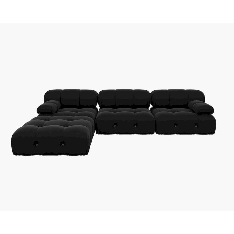 104 wandelbares modulares Sektionalsofa, L-förmiges minimalistisches Samtsofa mit Ottomane