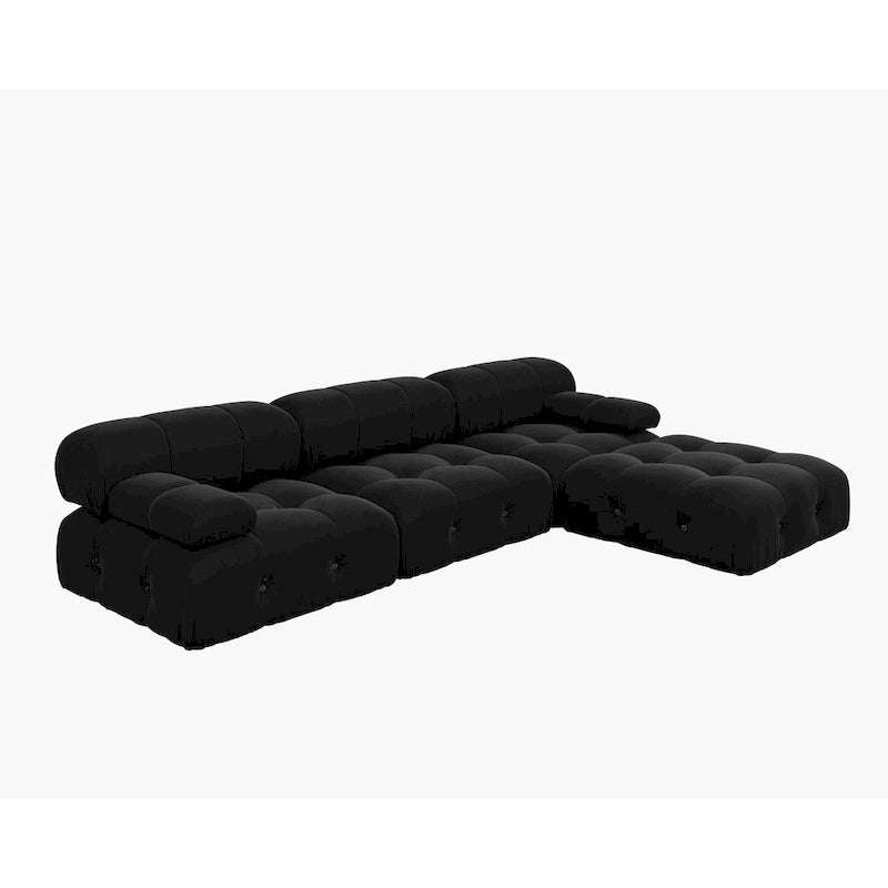 104 wandelbares modulares Sektionalsofa, L-förmiges minimalistisches Samtsofa mit Ottomane