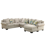 Riti Übergangs-Ecksofa mit beigem Stoffbezug und Nagelbesatz von Furniture of America