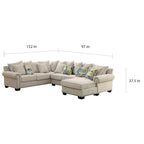 Riti Übergangs-Ecksofa mit beigem Stoffbezug und Nagelbesatz von Furniture of America