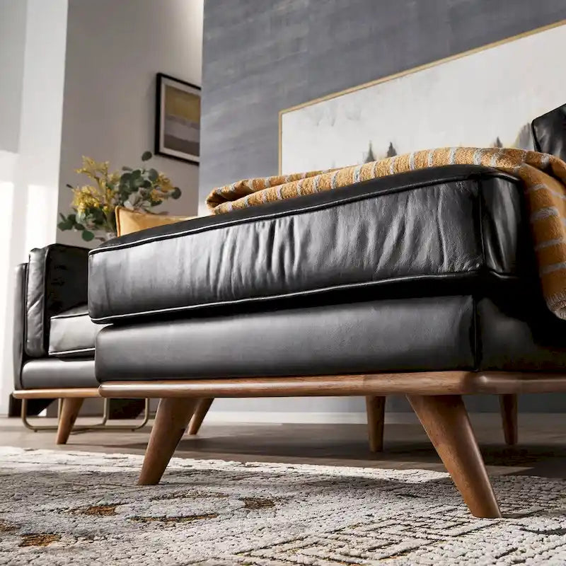 Gianella Schwarzes Oxford-Ledersofa von iNSPIRE Q Modern