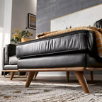 Gianella Schwarzes Oxford-Ledersofa von iNSPIRE Q Modern