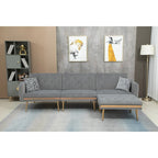 Gepolstertes Tufting-Schlafsofa in L-Form mit Ottoman aus Polyester
