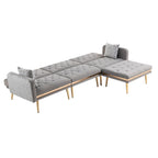 Gepolstertes Tufting-Schlafsofa in L-Form mit Ottoman aus Polyester