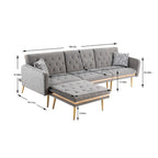 Gepolstertes Tufting-Schlafsofa in L-Form mit Ottoman aus Polyester