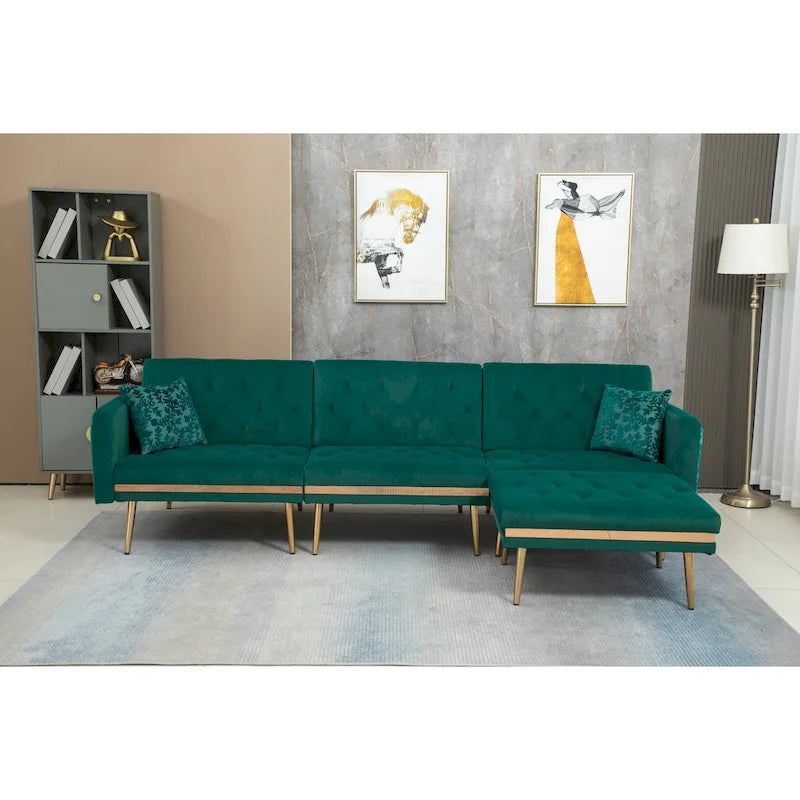 Gepolstertes Tufting-Schlafsofa in L-Form mit Ottoman aus Polyester