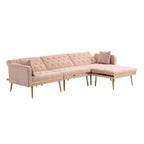 Gepolstertes Tufting-Schlafsofa in L-Form mit Ottoman aus Polyester