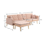 Gepolstertes Tufting-Schlafsofa in L-Form mit Ottoman aus Polyester