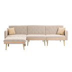 Gepolstertes Tufting-Schlafsofa in L-Form mit Ottoman aus Polyester