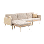 Gepolstertes Tufting-Schlafsofa in L-Form mit Ottoman aus Polyester
