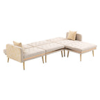 Gepolstertes Tufting-Schlafsofa in L-Form mit Ottoman aus Polyester