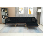 Gepolstertes Tufting-Schlafsofa in L-Form mit Ottoman aus Polyester