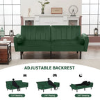 Schlafsofa Samt Schlafsofa Schlafsofa wandelbares Futonsofa mit USB, Schlafsofa für Wohnheim, Apartment, Bonusraum - 2-Personen