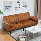 Schlafsofa Samt Schlafsofa Schlafsofa wandelbares Futonsofa mit USB, Schlafsofa für Wohnheim, Apartment, Bonusraum - 2-Personen
