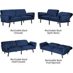 Schlafsofa Samt Schlafsofa Schlafsofa wandelbares Futonsofa mit USB, Schlafsofa für Wohnheim, Apartment, Bonusraum - 2-Personen