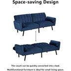 Schlafsofa Samt Schlafsofa Schlafsofa wandelbares Futonsofa mit USB, Schlafsofa für Wohnheim, Apartment, Bonusraum - 2-Personen