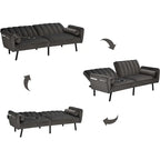 Schlafsofa Samt Schlafsofa Schlafsofa wandelbares Futonsofa mit USB, Schlafsofa für Wohnheim, Apartment, Bonusraum - 2-Personen
