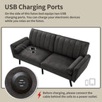 Schlafsofa Samt Schlafsofa Schlafsofa wandelbares Futonsofa mit USB, Schlafsofa für Wohnheim, Apartment, Bonusraum - 2-Personen