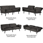 Schlafsofa Samt Schlafsofa Schlafsofa wandelbares Futonsofa mit USB, Schlafsofa für Wohnheim, Apartment, Bonusraum - 2-Personen