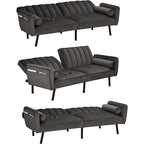 Schlafsofa Samt Schlafsofa Schlafsofa wandelbares Futonsofa mit USB, Schlafsofa für Wohnheim, Apartment, Bonusraum - 2-Personen