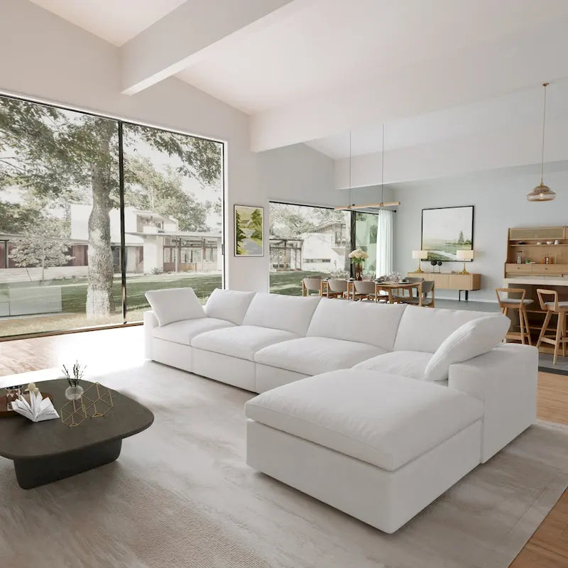 L-förmige Sofas für das Wohnzimmer, modernes modulares Schlafsofa mit abnehmbaren Kissenbezügen