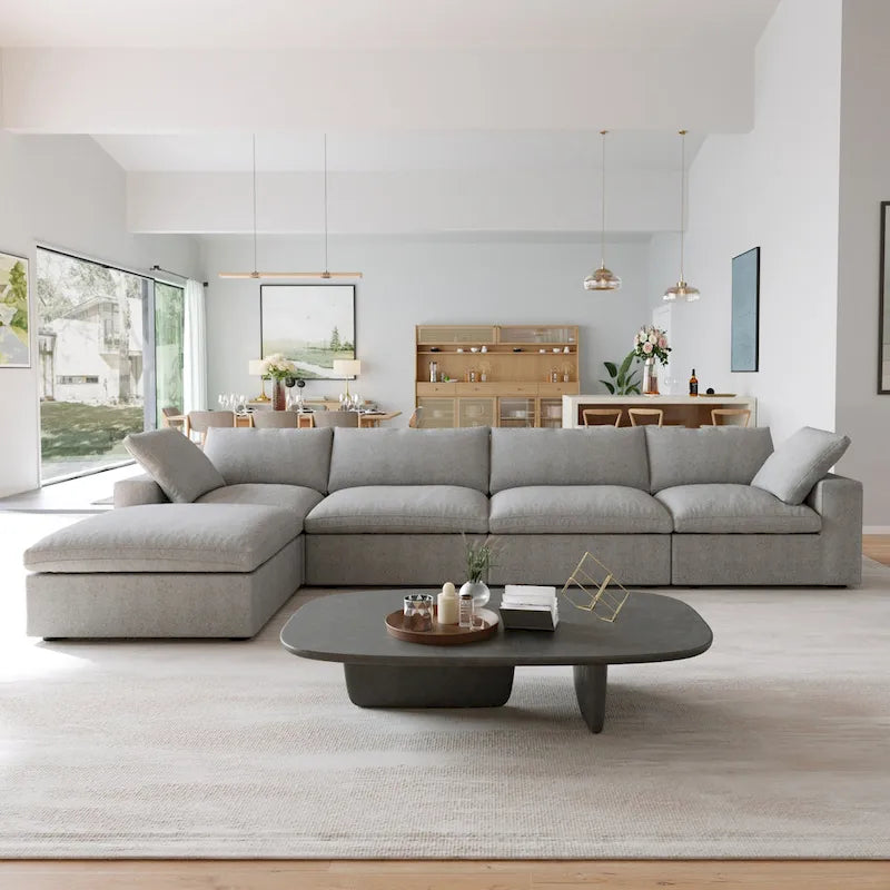 L-förmige Sofas für das Wohnzimmer, modernes modulares Schlafsofa mit abnehmbaren Kissenbezügen