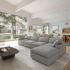 L-förmige Sofas für das Wohnzimmer, modernes modulares Schlafsofa mit abnehmbaren Kissenbezügen