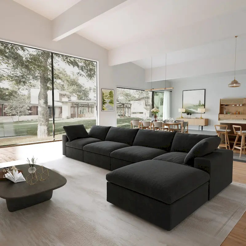 L-förmige Sofas für das Wohnzimmer, modernes modulares Schlafsofa mit abnehmbaren Kissenbezügen