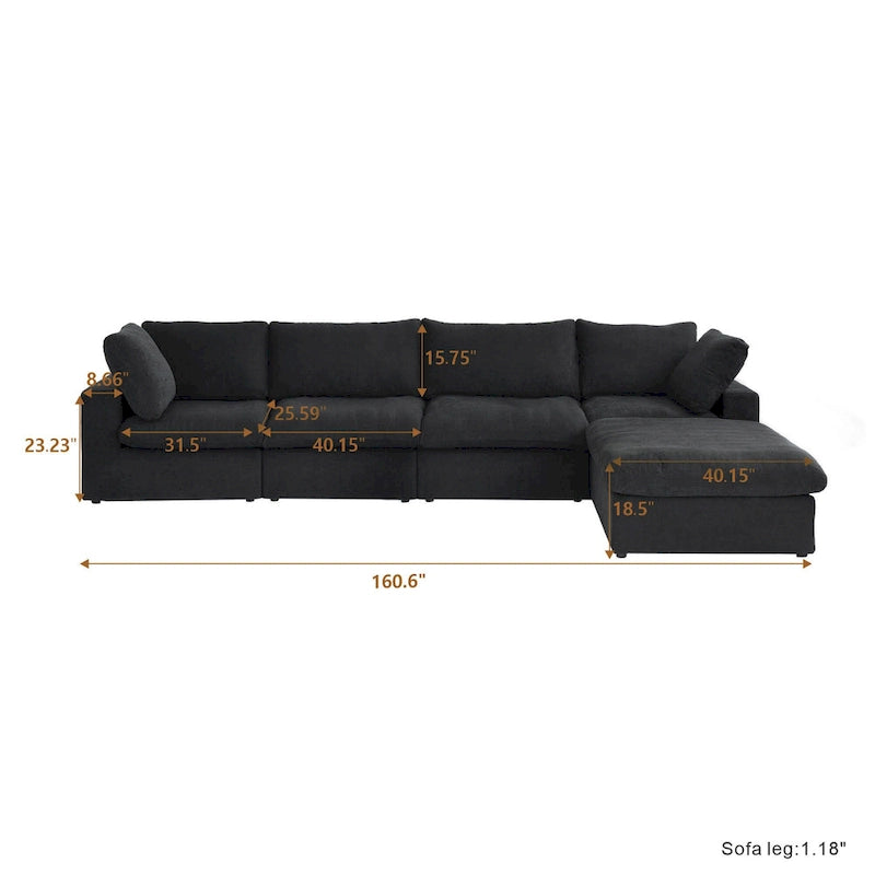 L-förmige Sofas für das Wohnzimmer, modernes modulares Schlafsofa mit abnehmbaren Kissenbezügen
