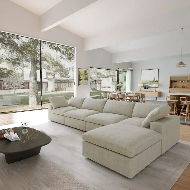 L-förmige Sofas für das Wohnzimmer, modernes modulares Schlafsofa mit abnehmbaren Kissenbezügen