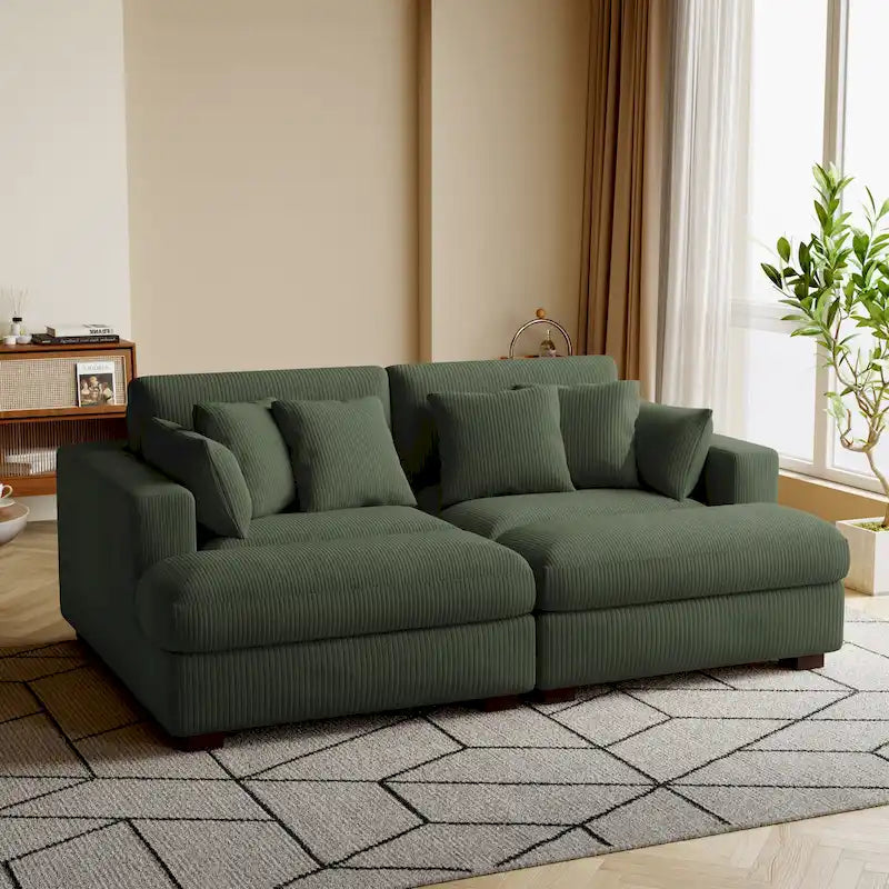 Navaeh Corduroy Modulares Sektionssofa Große Couch mit Schlaffunktion und Récamiere