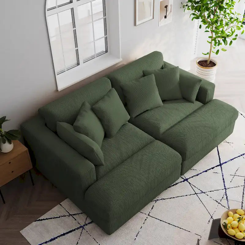 Navaeh Corduroy Modulares Sektionssofa Große Couch mit Schlaffunktion und Récamiere