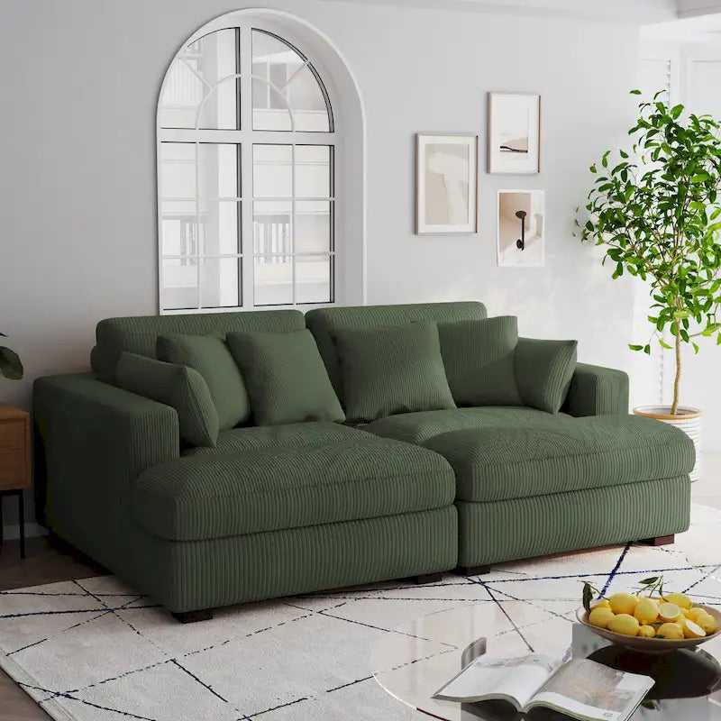Navaeh Corduroy Modulares Sektionssofa Große Couch mit Schlaffunktion und Récamiere
