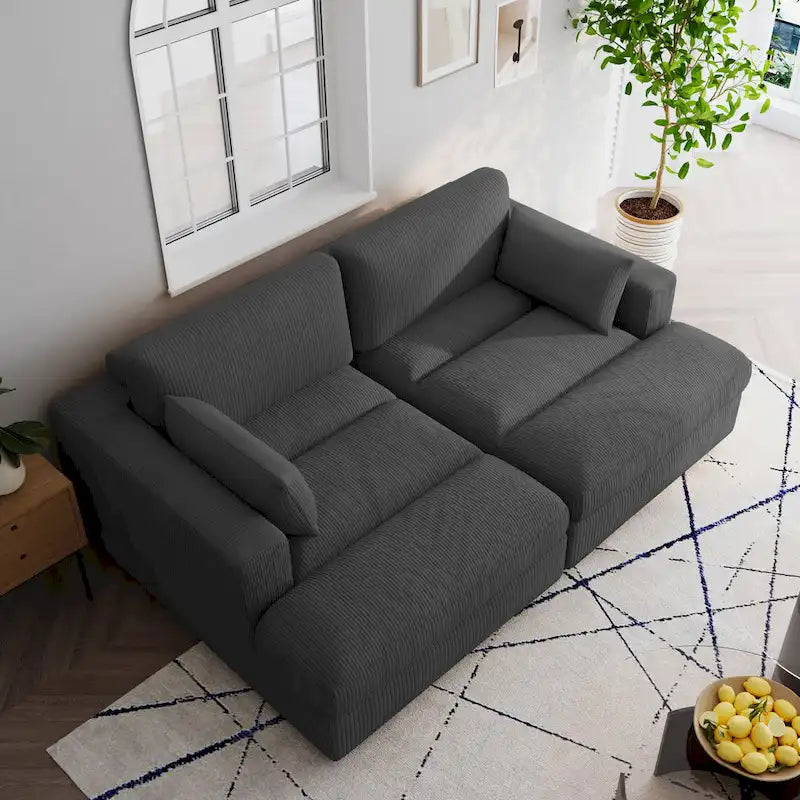 Navaeh Corduroy Modulares Sektionssofa Große Couch mit Schlaffunktion und Récamiere