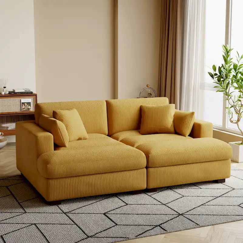 Navaeh Corduroy Modulares Sektionssofa Große Couch mit Schlaffunktion und Récamiere