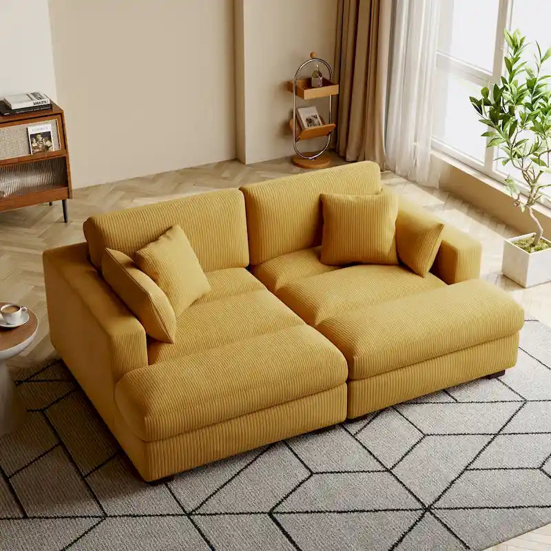 Navaeh Corduroy Modulares Sektionssofa Große Couch mit Schlaffunktion und Récamiere