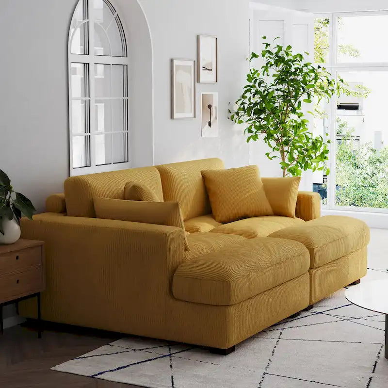 Navaeh Corduroy Modulares Sektionssofa Große Couch mit Schlaffunktion und Récamiere
