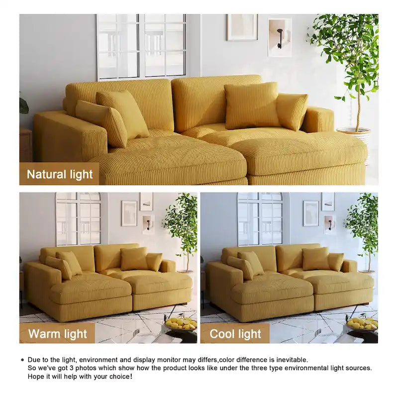 Navaeh Corduroy Modulares Sektionssofa Große Couch mit Schlaffunktion und Récamiere