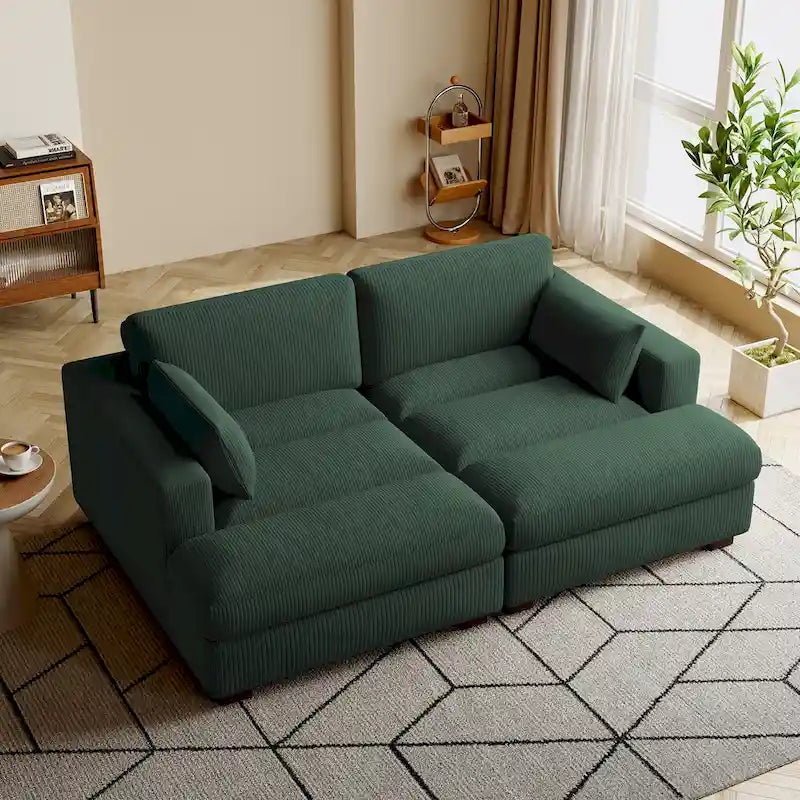 Navaeh Corduroy Modulares Sektionssofa Große Couch mit Schlaffunktion und Récamiere