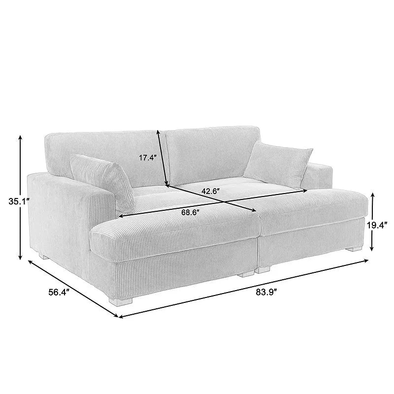 Navaeh Corduroy Modulares Sektionssofa Große Couch mit Schlaffunktion und Récamiere
