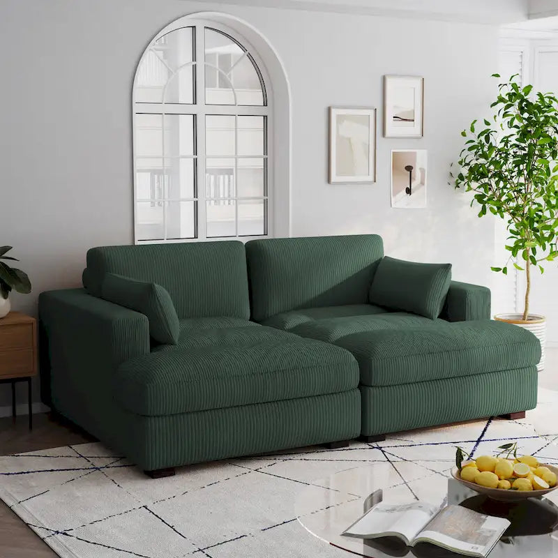 Navaeh Corduroy Modulares Sektionssofa Große Couch mit Schlaffunktion und Récamiere