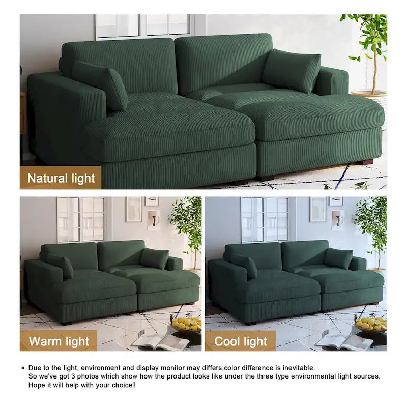 Navaeh Corduroy Modulares Sektionssofa Große Couch mit Schlaffunktion und Récamiere
