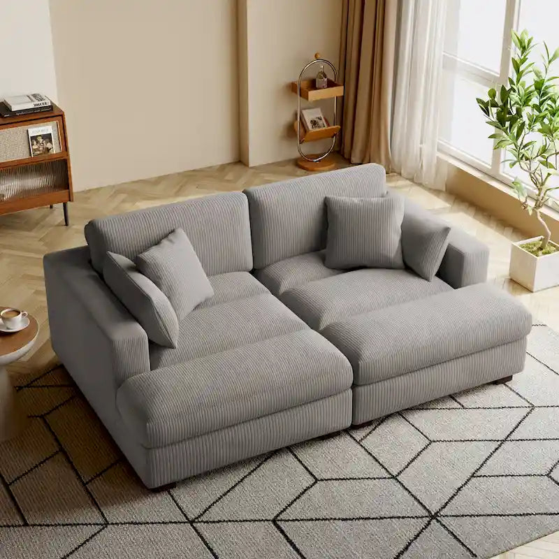 Navaeh Corduroy Modulares Sektionssofa Große Couch mit Schlaffunktion und Récamiere
