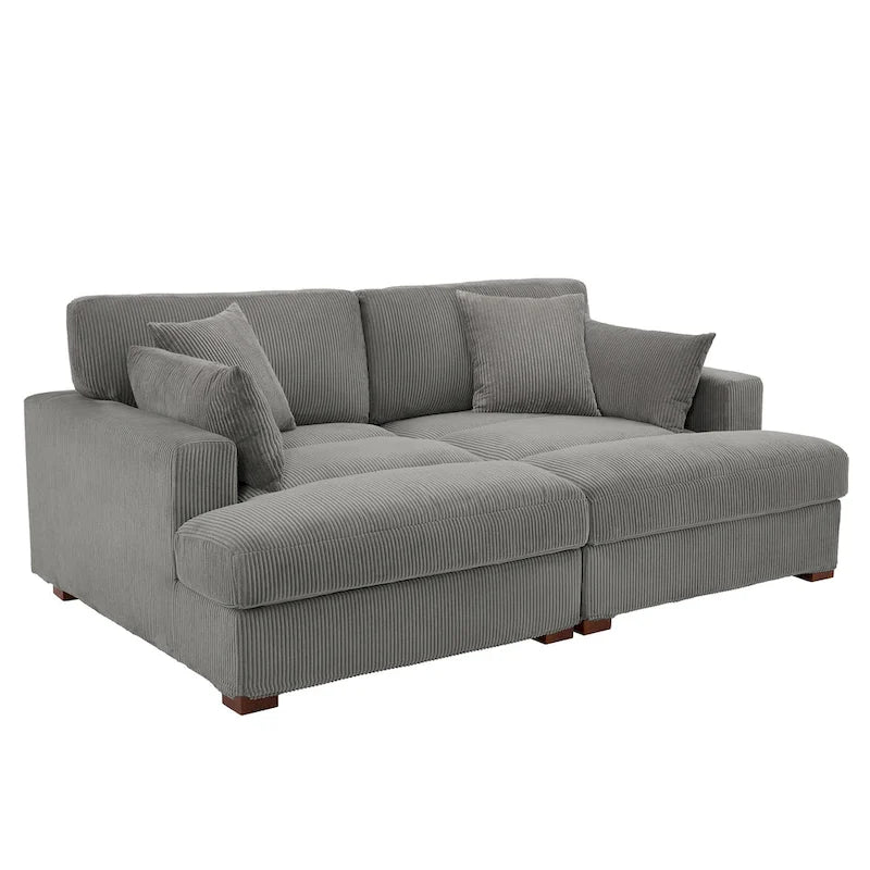 Navaeh Corduroy Modulares Sektionssofa Große Couch mit Schlaffunktion und Récamiere