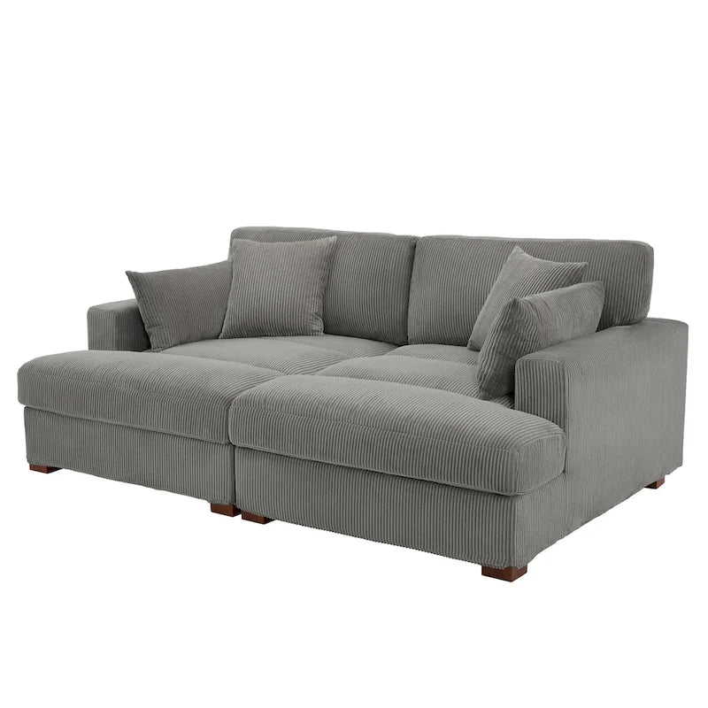 Navaeh Corduroy Modulares Sektionssofa Große Couch mit Schlaffunktion und Récamiere