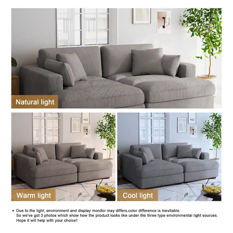 Navaeh Corduroy Modulares Sektionssofa Große Couch mit Schlaffunktion und Récamiere