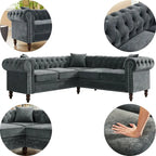 Chesterfield Ecksofa mit tiefer Knopfheftung, gerollten Armlehnen und L-Form