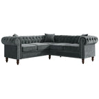 Chesterfield Ecksofa mit tiefer Knopfheftung, gerollten Armlehnen und L-Form