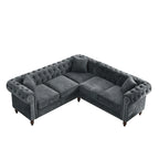 Chesterfield Ecksofa mit tiefer Knopfheftung, gerollten Armlehnen und L-Form